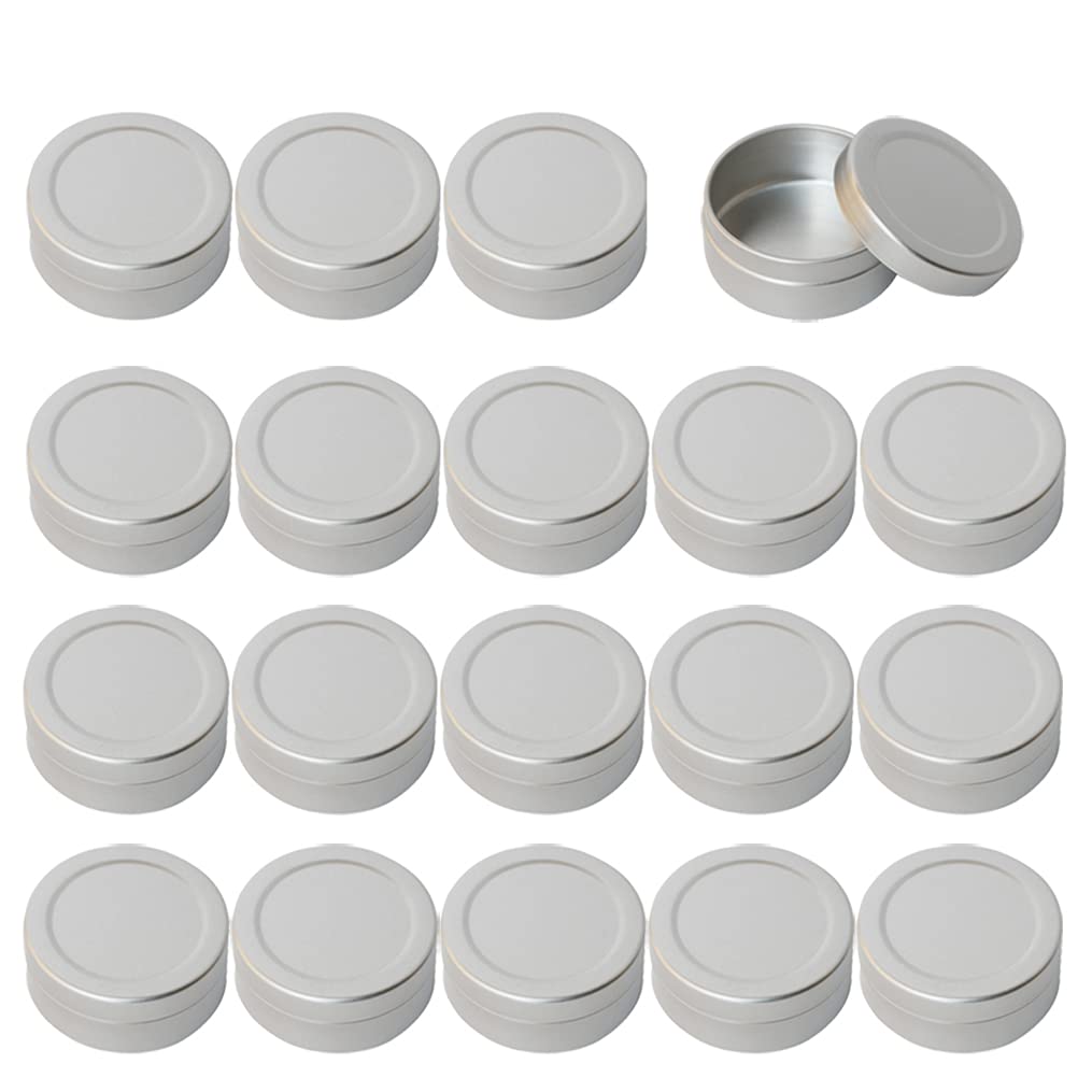 100 Stück 20ml Silber Leere Aluminiumdose Aluminium Runde Dosen Aludose mit Stülpdeckel Blechdosen Cremedosen für DIY Salben Kerze Kosmetik Rasierseife