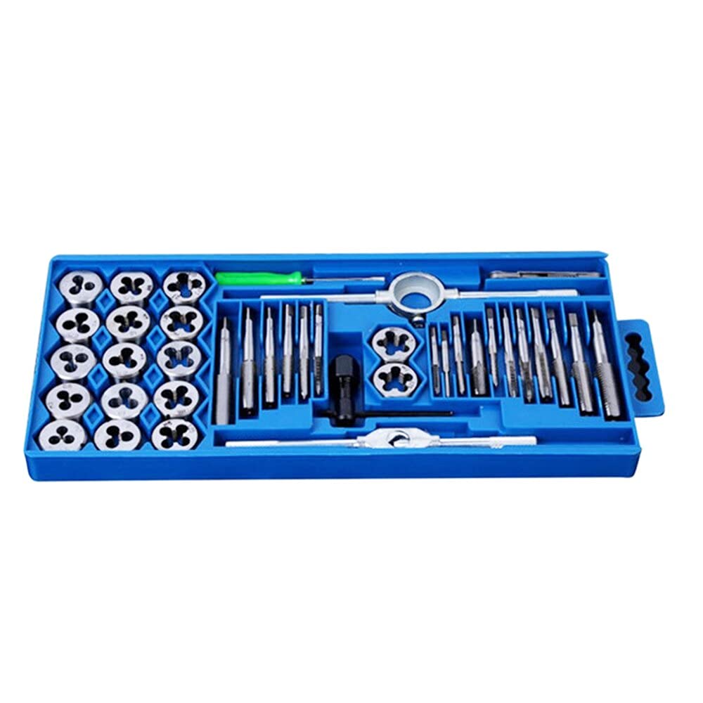 uptodateproducts 40PCS Metric Tap and Die Set Adjustable Tap Die Wrench Screw Thread Plugs Straight Taper Reamer Car Repairing Tool(TPD-40)