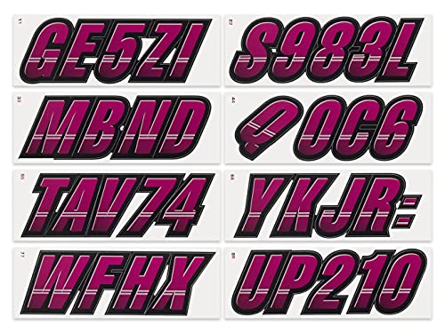 Image of STIFFIE Techtron Wine /Black 3 inch Boat & PWC Registration Decals • Numbers Letters Stickers