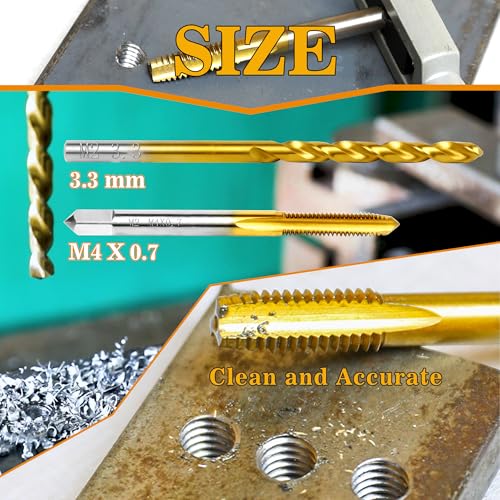 Image of M4x0.7 Tap and 3.3mm Drill Bit Kit, M2 HSS Metric Drill and Tap Set, Combination of Drill and Tap Kit for Metal