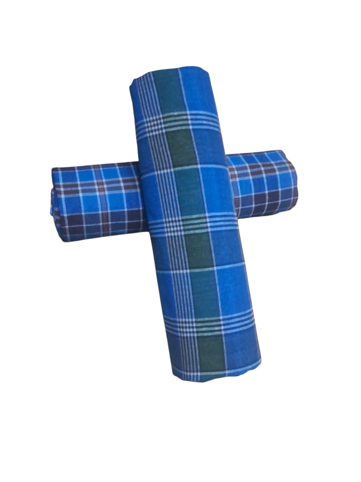 Cotton Lungi for Men, Free Size, Blue Checked, Comfortable Daily Wear-picture-39