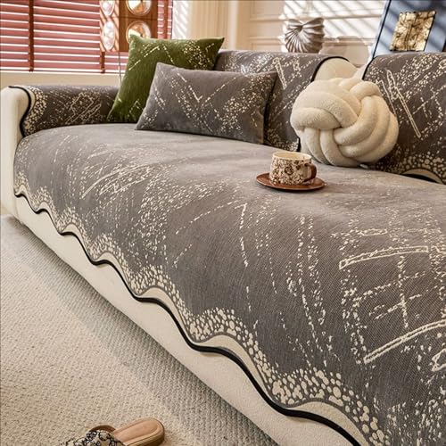 Funda para Sofá De con Forma De L De 1 2 3 4 Plazas,Tela De Chenilla Funda Sofa Chaise Long,Manta De Sofá Antideslizante Universal,Fundas Sofa Antipelos Mascotas,para Mascotas(70 * 240cm,Gray)