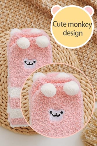 Image of CutiePlusU Womens Thigh High Fuzzy Socks Coral Fleece Over Knee High Sock - 1 Pair