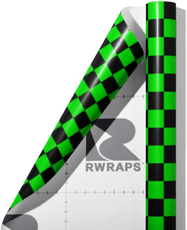 Rwraps Green Checkered Matte Vinyl Film Wrap 59in x 30ft Vinyl Vehicle Car Film Sheet Roll
