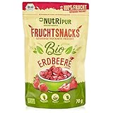 Gefriergetrocknete Früchte: 70g BIO gefriergetrocknete Erdbeeren für Smoothie Bowl, Müsli, Porridge Topping – Gefriergetrocknete Beeren ohne Zucker Zusatz – Erdbeeren gefriergetrocknet – Obst NutriPur