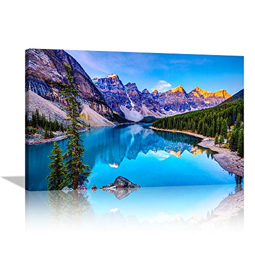 AMEMNY Nature Canvas Wall Art Decor Posters Prints Moraine Lake and Rocky Mountains Sunset Artwork for Living Room Home Ready to Hang