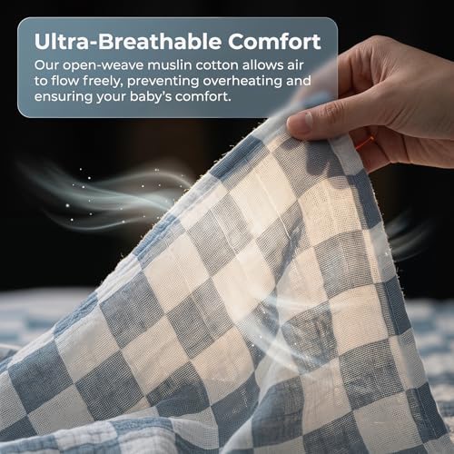  Pack Ultra Soft Checkered Muslin Swaddle Blankets - image 8