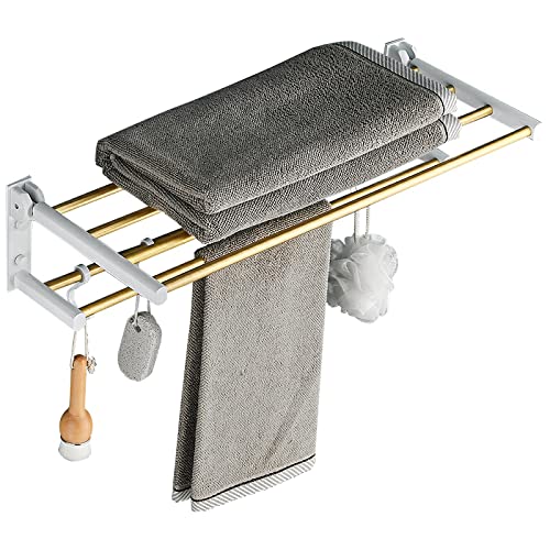 Étagère à serviettes dorée en aluminium au design luxueux pour salle de bain moderne