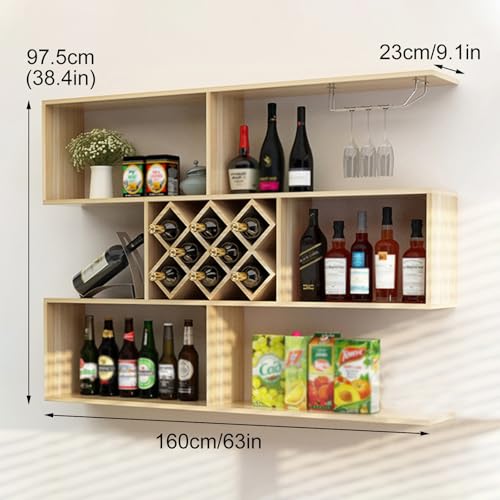 Soporte para Botellas de Vino de Madera, Montaje de Pared 160x23x97.5 cm miniatura 2