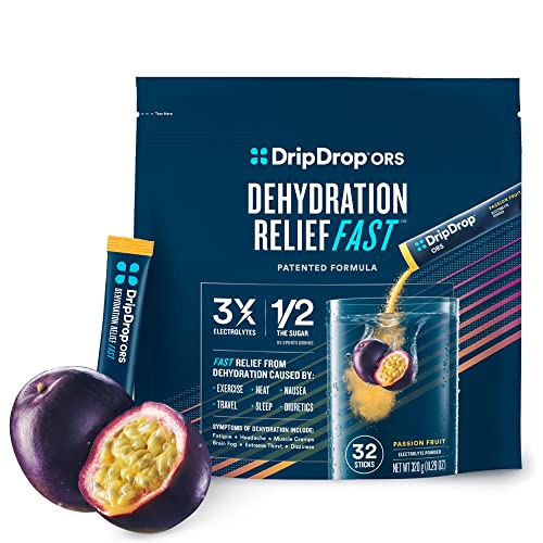 DripDrop Hydration - Electrolyte Powder Packets - Passion Fruit - 32 Count