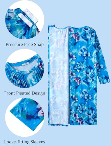 Deyeek Hospital Gowns for Women Post Shoulder Surgery Open Back Adaptive Clothing Lounge Dress for Patients&Seniors Nightgown3