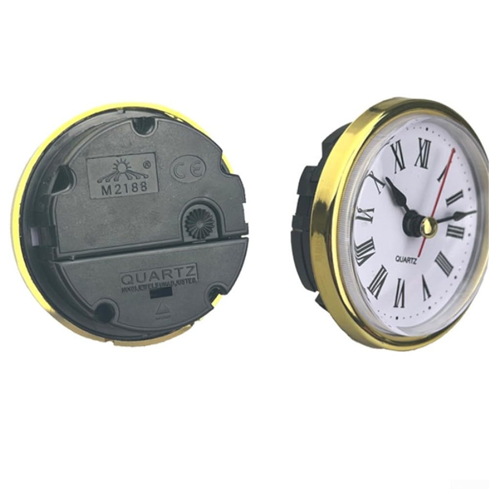 PATIKIL 90mm Inserto per Orologio al Quarzo Miniatura con Movimento al Quarzo Rotondo Mini Orologio Numeri Arabi Adatto 78mm/3,1 Dia Foro per Sostituzione, Tono Argento/Bianco, Stile 4