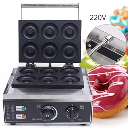 6 Löcher Kommerzieller elektrischer Doughnut Maker JAYEUW Doppelseitige Waffelmaschine Pfannkuchenbäcker mit Antihaftbeschichtung Waffeleisen 220V – Bild 7