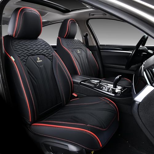 Image of FLORICH Leather Seat Covers Full Set Car Seat Protectors 5 Seats Automotive Seat Covers Universal Fit for Most Cars Trucks SUV-Black&Red Line