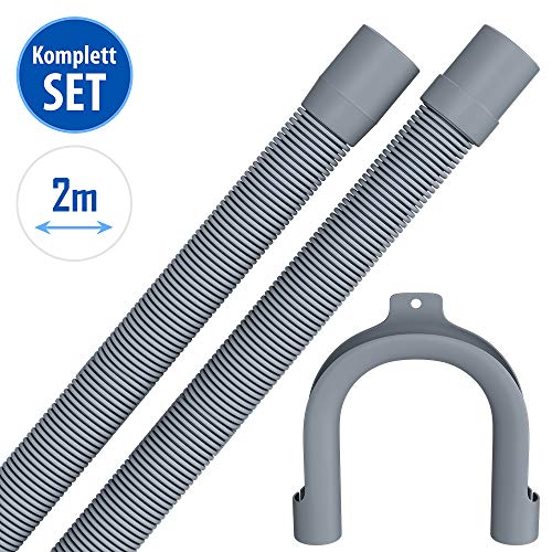 Preisvergleich Produktbild 2m Ablaufschlauch für Waschmaschine Geschirrspüler Flexibler Abwasserschlauch für Waschmaschine 2 m 19 / 22mm Gerade / Gerade mit Bügel
