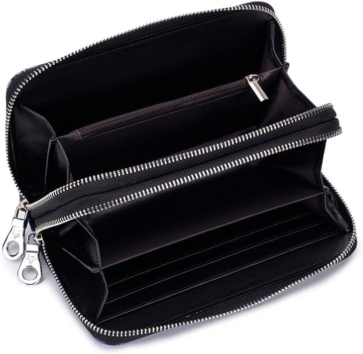 GOIACII Women's Wallet Large Capacity Double Zip Ladies Card Phone Holder RFID Blocking Wristlet Leather - Image 3