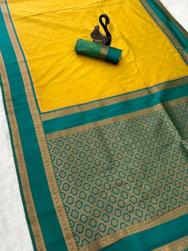 Image of Dharmavaram Pattu Paithani Saree Pure Silk Zari Weaving Floral Border Rich Pallu With Blouse Piece