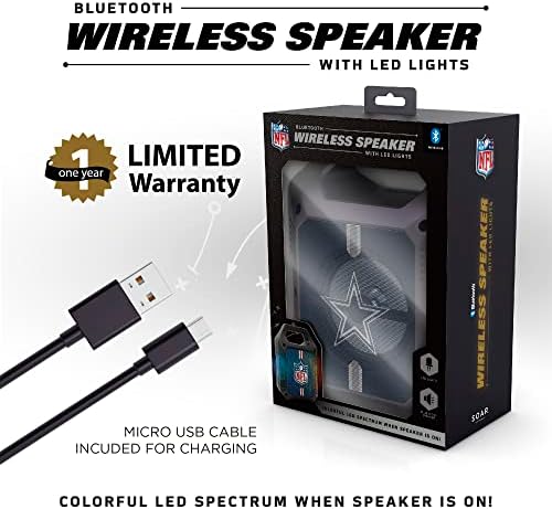 SOAR NFL ShockBox XL LED Wireless Bluetooth Speaker, Dallas Cowboys - 5