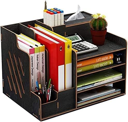 Desk Organizer, Desktop Accessories, Storage Box Office Supplies Organization, Large Capacity Decor File for Office, School and Home 15.5 x 11.4 x 11 inches (Black)