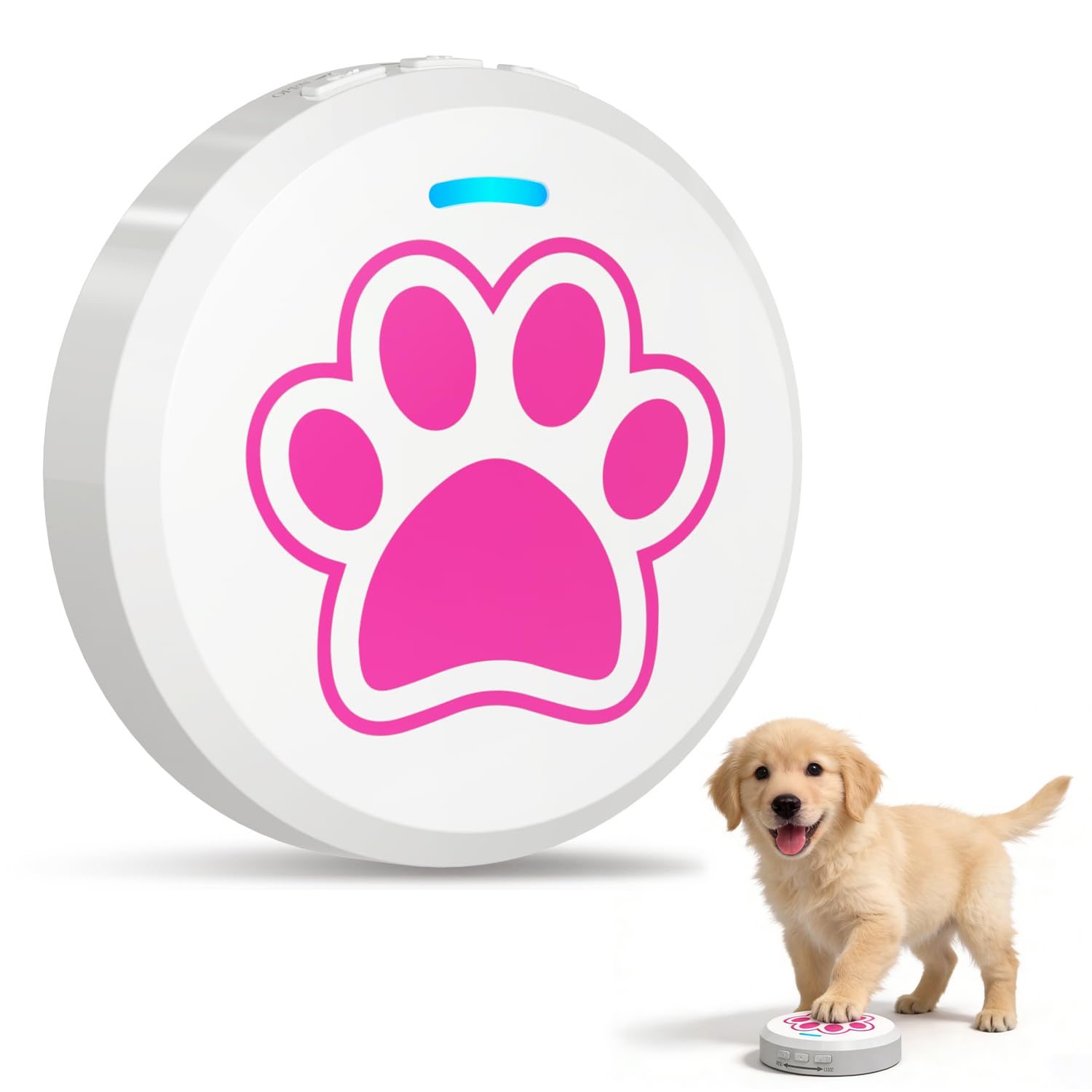 ChunHee Touch-Design Dog Doorbell to Toilet Training Go Outside Dog Bell, Adjustable Volume and Ringtones(White-pink)