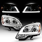 ACANII - For [Halogen Model] 2007-2012 GMC Acadia Chrome LED Tube Projector Headlights Headlamps Pair Set Left+Right