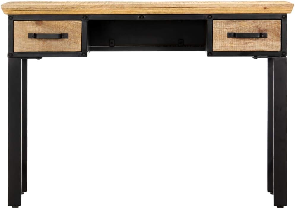 vidaXL Writing Table, Computer Desk with 2 Drawers, Study Table for Home Office, Workstation Table, Industrial Style, Solid Mango Wood