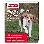 Beaphar - Easy One Dose Worming Tablets For Medium & Large Dogs from 8kg-20kg – Kills Roundworms, Tapeworms & Hookworms - Veterinary medicine – 2 tablet pack