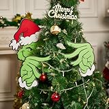 Christmas Elf Decorations for Christmas Tree,Elf Head Arms and Legs Christmas Tree Ornament,Thief Stole Elf Body Tree Topper Ornaments for Holiday Xmas Home Party Decorations (Green)
