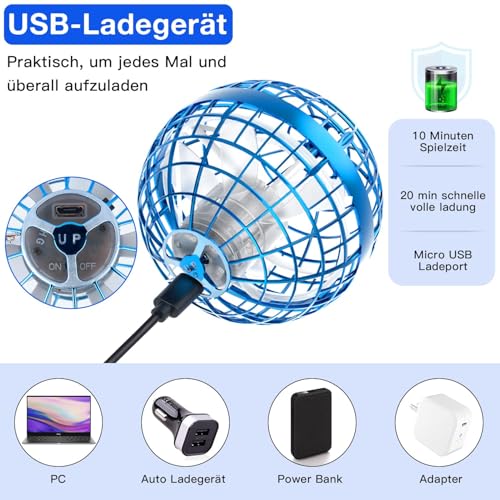 Zookao Fliegender Ball, Mini Drohne Für Kinder Flying Boomerang Ball mit LED Licht Spielzeug Geschenke für Jungen Mädchen Indoor Outdoor Cooles Flugzeug