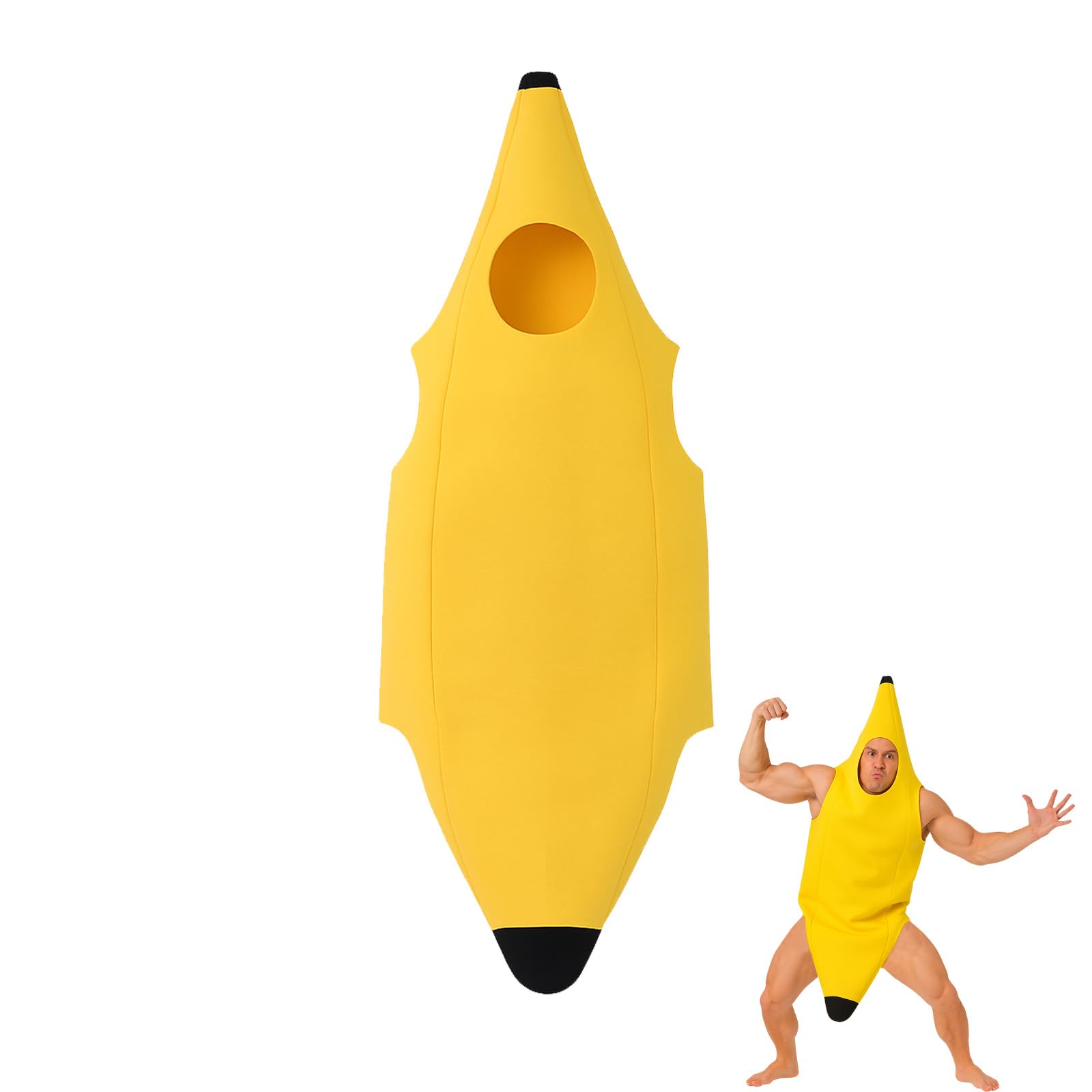 Banana Costume for Adults, Fun Banana Fancy Dress Outfit, Perfect for Halloween, Parties, and Costumes, Lightweight and Comfortable Fruit Costume for Men and Women