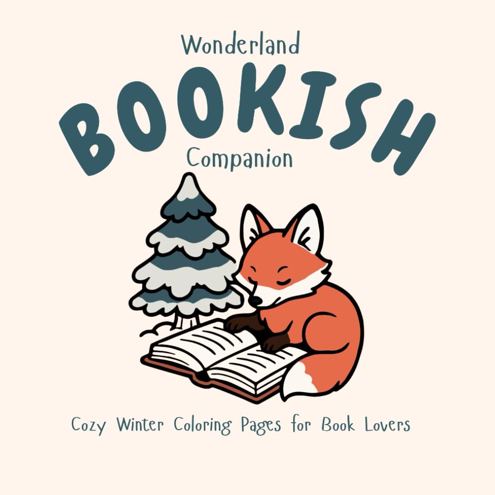 Woodland Bookish Companions: Cozy Winter Coloring Pages for Book Lovers