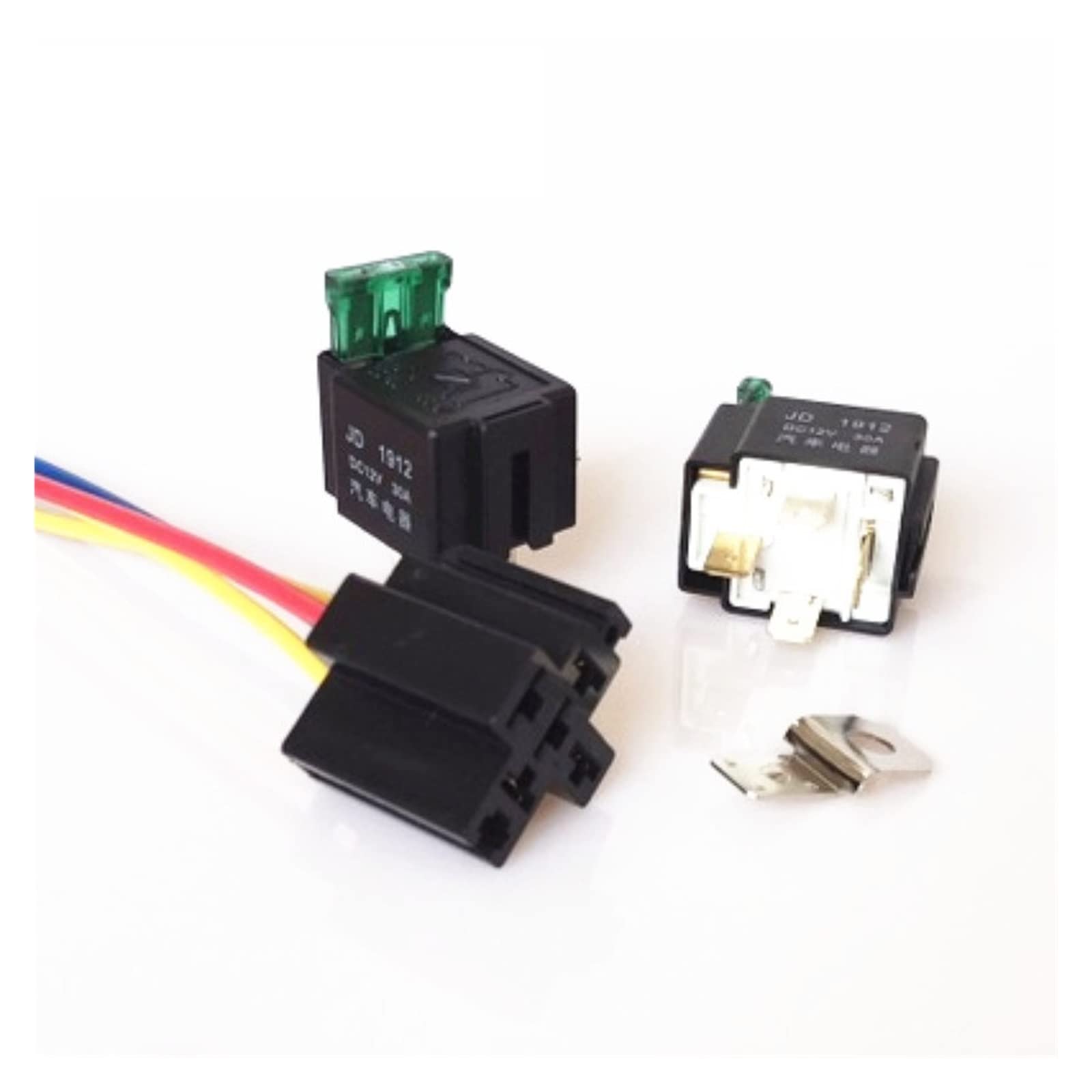 Parti elettroniche 1 set 12V auto 4 piedi Relè NO Normalmente aperto con presa fusibile media + fusibile 30A con base