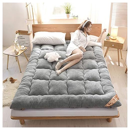 Plush Solid Color Floor Mattress Non-Slip Thicken Japanese Tatami mat Foldable Double Futon Mattress Topper for Bedroom Living Room Dorm Room EtcA-90x200cm(35x79inch)