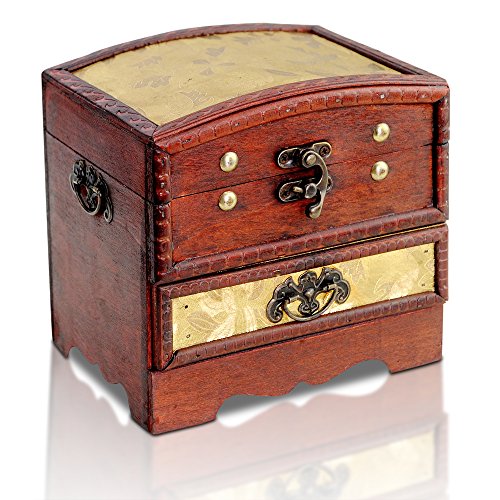 Brynnberg - Caja de Madera Cofre del Tesoro Pirata de Estilo Vintage, Hecha a Mano, Diseño Retro 15x12x15cm