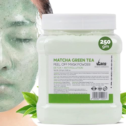 Image of Vcare Jelly Matcha Green Tea Peel Off Mask For Facials Skincare |Face Mask Powder 250g - Facial Skin Care Product for Women Smoothing, Moisturizing, Cleansing, Refreshing