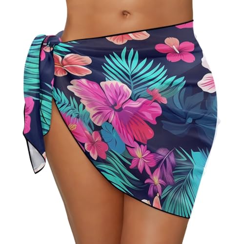 Floral Print Beach Sarong Wrap for Women Bathing Suit Cover Ups for Swimwear Swimsuit with Tassels