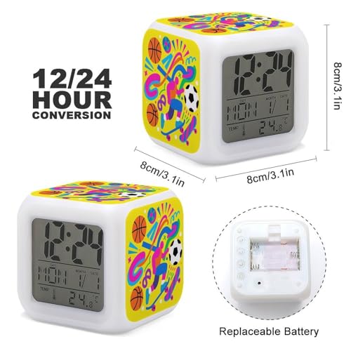 Reloj de escritorio a pilas con escena pop y luces LED para dormitorios modernos 3
