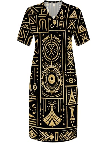 Image of SUZONANA Plus Size Dresses for Curvy Women African Print American Dress Summer Outfits Casual Loose with Pocket