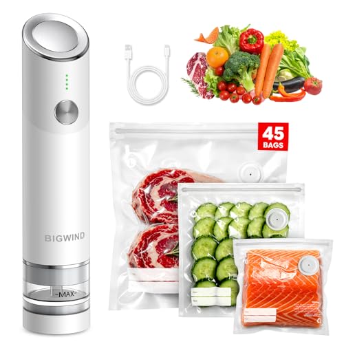 Image of Compact Handheld Vacuum Sealer for Food with 45 Reusable Vacuum Bags