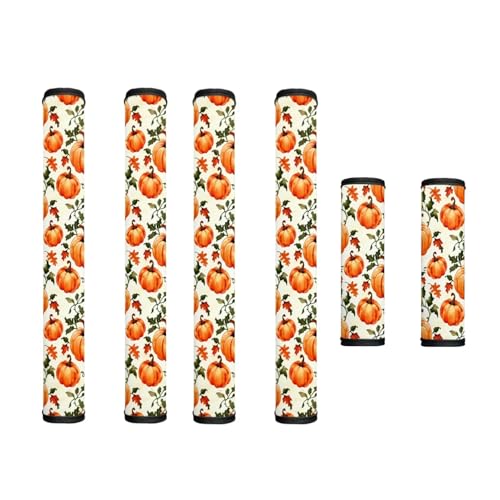 Image of Refrigerator Door Handle Covers Set of 6 Kitchen Appliance Decorations Washable Decorative Protectors Keep Handles Clean Easy Installation, Pumpkin Leaf Thanksgiving Decor