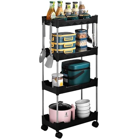Multibao 4 Tier Slim Kitchen Trolley Rack Cover