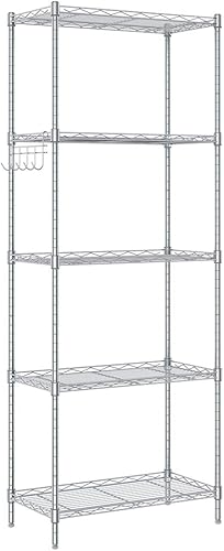 Estantes de almacenamiento de 5 niveles, estantes de almacenamiento ajustables de 21 x 11 x 59 pulgadas, estantería de alambre de tubo de acero