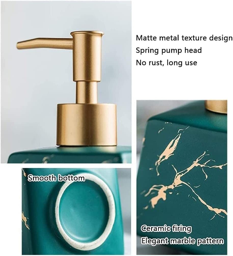 Dispenser di sapone alla moda in ceramica, dispenser per lozioni da bancone, bottiglia per lozione da bagno ricaricabile per sapone da doccia, dispenser di sapone di alta qualità, verde, 260