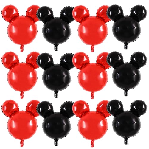 Vuzvuv 12pcs 24 Inches Round Head Foil Balloons Black Red Foil Balloon for Red Black Birthday Party Theme Party Decoration Graduation Party Supplies