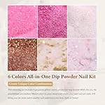 Dip Powder Nail Kit Starter, 6 Colors All Seasons Nude Pink Glitter Dipping Powder Set Nail Art Kit with French Dip Container for Women Manicure Design 19Pcs - Image 2