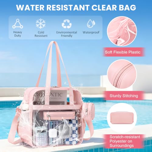 Image of Clear Tote Bag 12x6x12 Stadium Approved Transparent Crossbody Bag with Multi Pockets for Sports Concerts