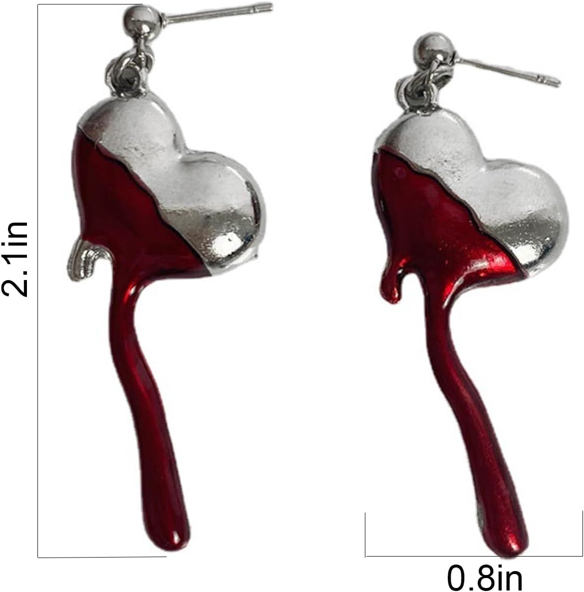 Gothic Cross Drop Earrings for Women Red Heart Huggie Hoop Earrings Cross Skeleton Dangle Earrings Vintage Cross Blood Drop Earrings Halloween Spooky Christmas Jewelry - Image 3