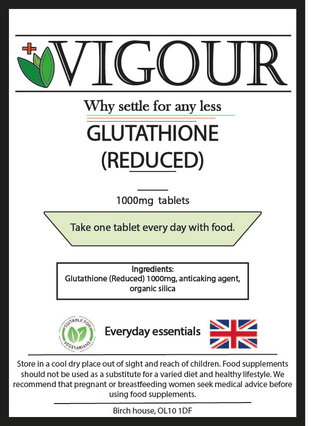Reduced Glutathione - 60 High Strength 1000mg Tablets