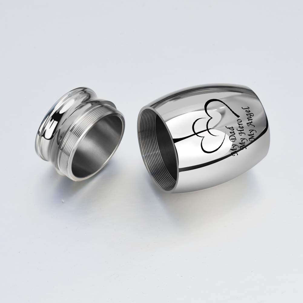 My Family My Hero Stainless Steel Cremation Urn Necklace - Small Keepsake Pendant For Ashes, Hair Or Tokens