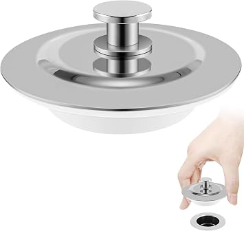 Sink Plug Replacement, Universal Bath Plug, 40-45mm Stainless Steel Push Type Drain Stopper for Kitchen Sink Bathroom Wash Basin